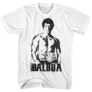 Rocky-Towering Over-White Adult S/S Tshirt - Coastline Mall