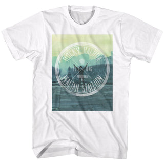 Rocky-Hipster Logo-White Adult S/S Tshirt - Coastline Mall