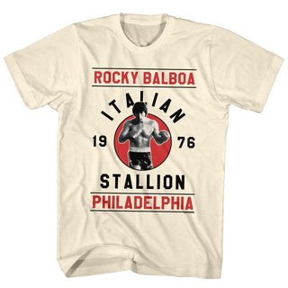 Rocky-Rocky Balboa-Natural Adult S/S Tshirt - Coastline Mall