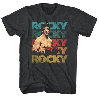 Rocky-70's Color-Black Heather Adult S/S Tshirt - Coastline Mall
