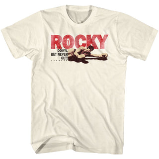 Rocky-Downbut Never Out-White Adult S/S Tshirt - Coastline Mall
