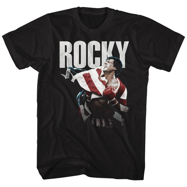 Rocky-Flag Wrap-Black Adult S/S Tshirt - Coastline Mall