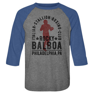 Rocky-Balboa Boxing Club-Premium Heather/Vintage Royal Adult 3/4 Sleeve Raglan - Coastline Mall