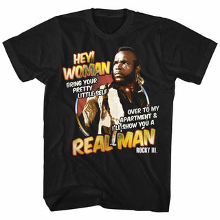 Rocky-Hey Woman-Black Adult S/S Tshirt - Coastline Mall