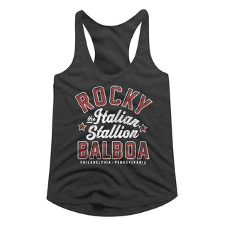 Rocky-The Italian Stallion-Dark Gray Heather Ladies Racerback - Coastline Mall