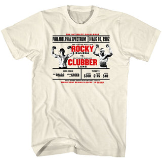 Rocky-Rocky Vs. Clubber-Natural Adult S/S Tshirt - Coastline Mall