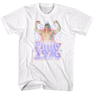 Rocky-Philly 1976-White Adult S/S Tshirt - Coastline Mall