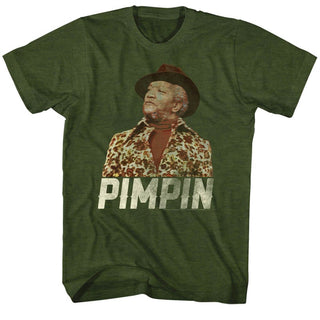 Redd Foxx-Pimpin-Military Green Adult S/S Tshirt - Coastline Mall