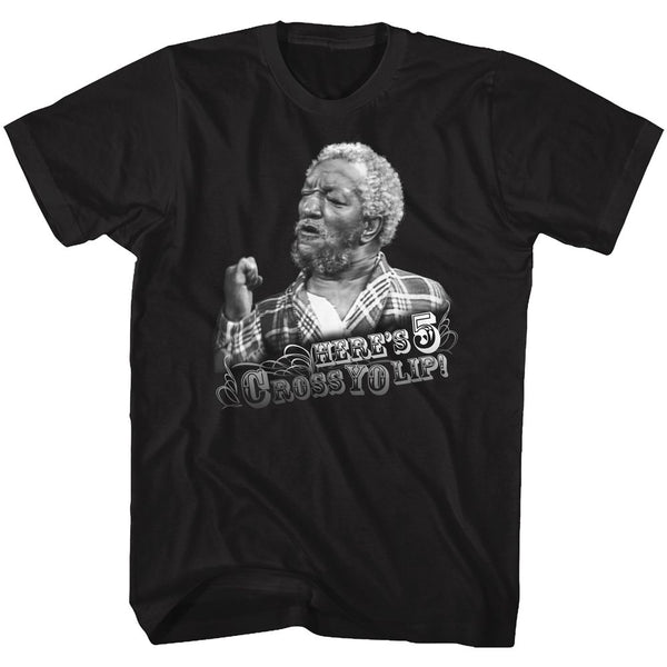 Redd Foxx-Heres 5-Black Adult S/S Tshirt - Coastline Mall