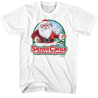 Santa Claus Is Coming To Town-Santa Claus Santa-White Adult S/S Tshirt