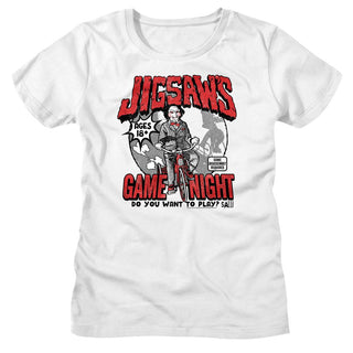 Saw-Saw Game Night-White Ladies S/S Tshirt - Coastline Mall