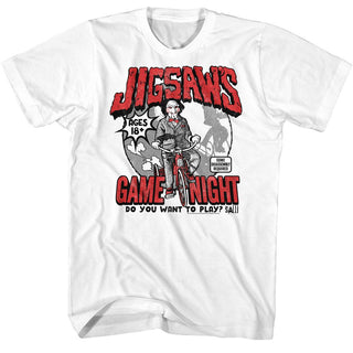 Saw-Saw Game Night-White Adult S/S Tshirt - Coastline Mall