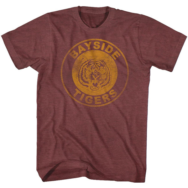Saved By The Bell-Bayside Logo-Vintage Maroon Heather Adult S/S Tshirt - Coastline Mall