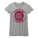 Saved By The Bell-Bayside Circle-Athletic Heather Ladies S/S Tshirt - Coastline Mall