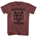 Saved By The Bell-Bayside Tigers-Vintage Maroon Heather Adult S/S Tshirt - Coastline Mall