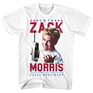 Saved By The Bell-Votezack-White Adult S/S Tshirt - Coastline Mall
