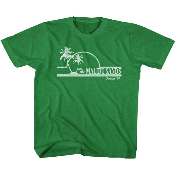 Saved By The Bell - Malibu Sands Logo Vintage Green Toddler-Youth Short Sleeve T-Shirt tee - Coastline Mall