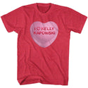 Saved By The Bell-Kelly Candy Heart-Cherry Heather Adult S/S Tshirt - Coastline Mall