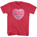 Saved By The Bell-Zack Candy Heart-Cherry Heather Adult S/S Tshirt - Coastline Mall