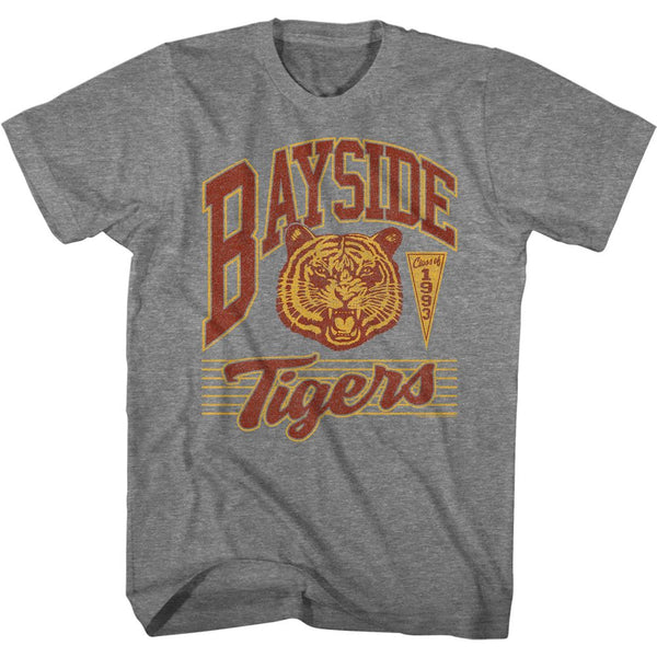 Saved By The Bell-Bayside Tigers-Graphite Heather Adult S/S Tshirt - Coastline Mall