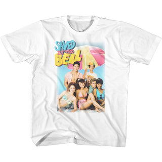 Saved By The Bell - Faded Beachy Logo White Toddler-Youth Short Sleeve T-Shirt tee - Coastline Mall