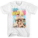 Saved By The Bell - Faded Beachy Logo White Adult Short Sleeve T-Shirt tee - Coastline Mall