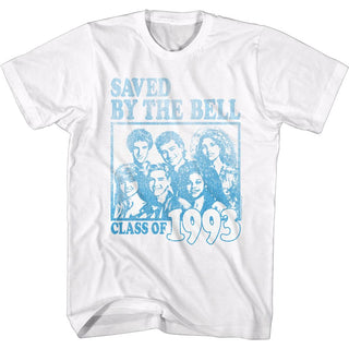 Saved By The Bell - Faded Class Of 1993 Logo White Adult Short Sleeve T-Shirt tee - Coastline Mall