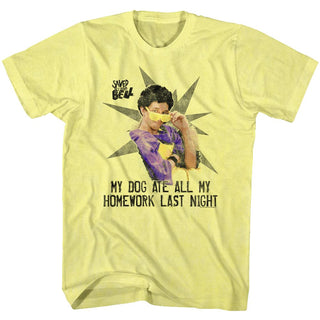 Saved By The Bell-My Homework-Yellow Heather Adult S/S Tshirt - Coastline Mall