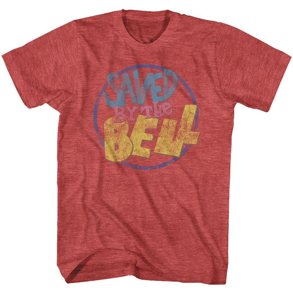 Saved By The Bell-Distressed Logo-Red Heather Adult S/S Tshirt - Coastline Mall