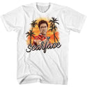 Scarface-Airbrush-White Adult S/S Tshirt - Coastline Mall