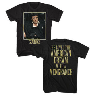 Scarface-Bad Guy-Black Adult S/S Front-Back Print Tshirt - Coastline Mall