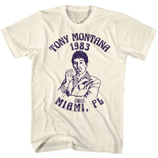 Scarface-Miami '83-Natural Adult S/S Tshirt - Coastline Mall