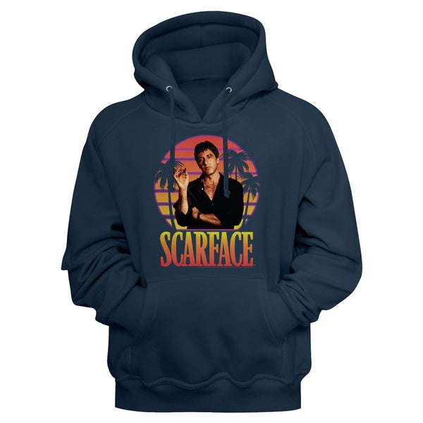 Scarface - Miami Sunset | Navy L/S Pullover Adult Hoodie - Coastline Mall