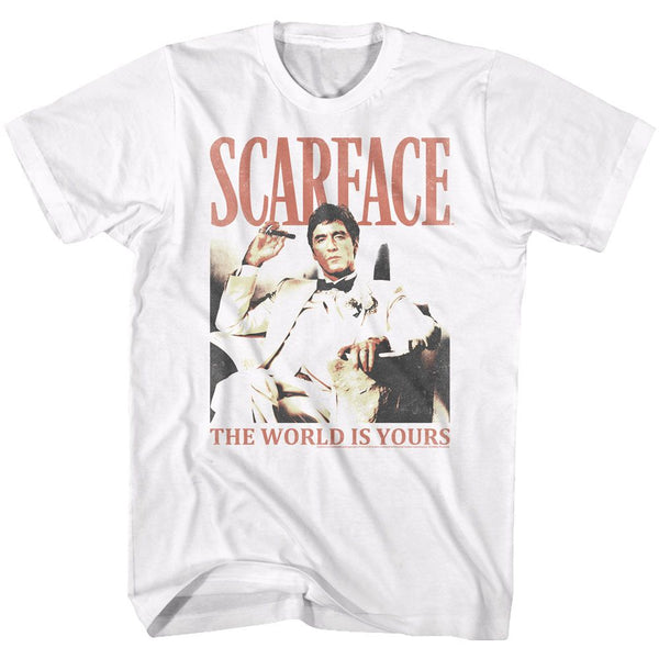 Scarface-Da World-White Adult S/S Tshirt - Coastline Mall