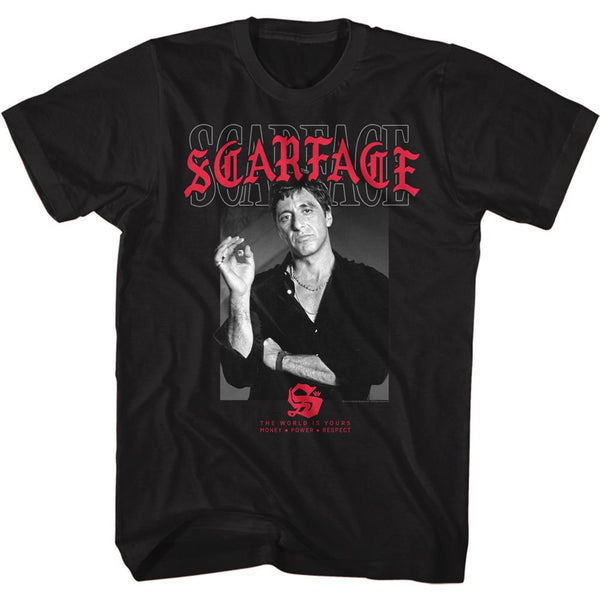 Scarface-Text Layering 2-Black Adult S/S Tshirt - Coastline Mall