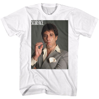 Scarface-Smokin'-White Adult S/S Tshirt - Coastline Mall