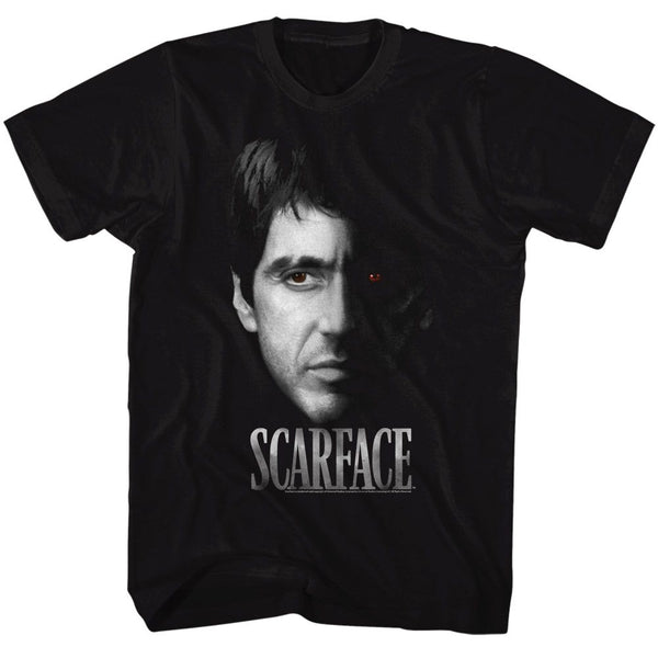 Scarface-Red Eye-Black Adult S/S Tshirt - Coastline Mall