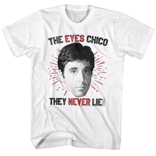 Scarface-Eyes chico-White Adult S/S Tshirt - Coastline Mall