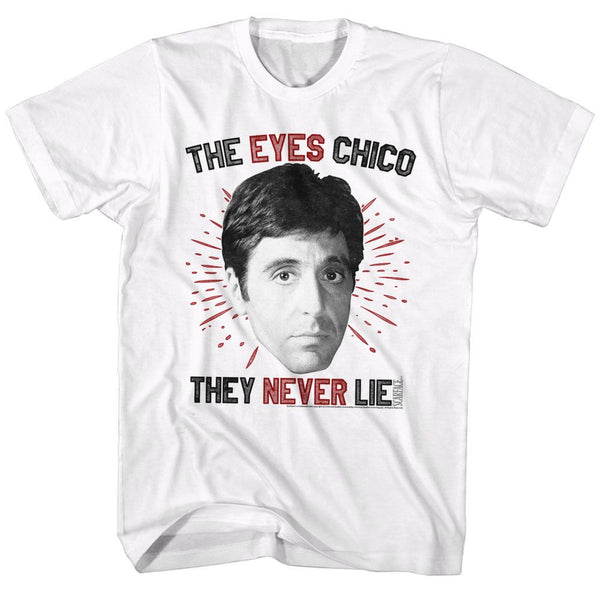 Scarface-Eyes chico-White Adult S/S Tshirt - Coastline Mall