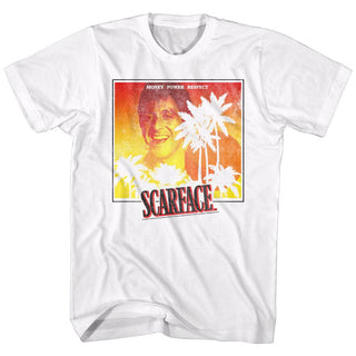 Scarface-Sunset-White Adult S/S Tshirt - Coastline Mall