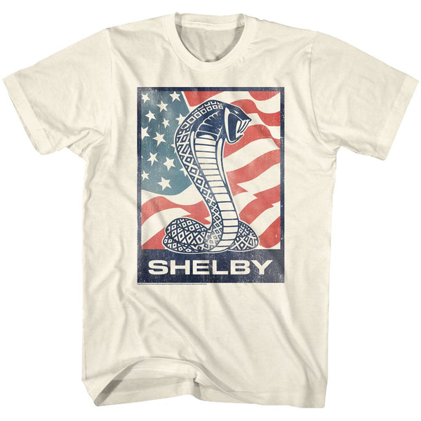 Carroll Shelby-Flag Snake-Natural Adult S/S Tshirt - Coastline Mall