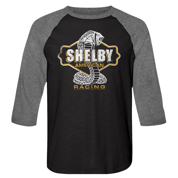 Carroll Shelby-Old Sign Color Change-Vintage Black/Premium Heather Adult 3/4 Sleeve Raglan - Coastline Mall
