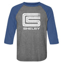 Carroll Shelby-Logo-Premium Heather/Vintage Royal Adult 3/4 Sleeve Raglan - Coastline Mall