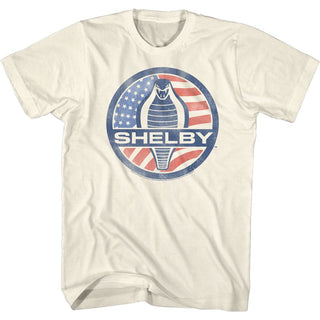 Carroll Shelby-Flaglogo-Natural Adult S/S Tshirt - Coastline Mall