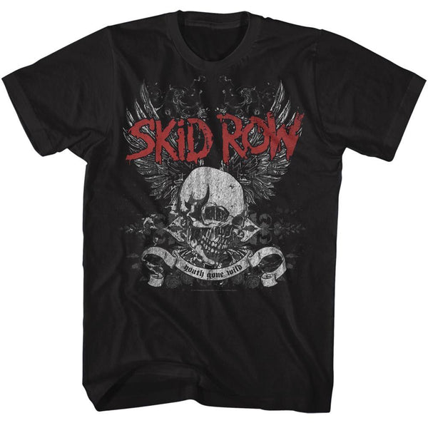 Skid Row-Skull & Wings-Black Adult S/S Tshirt - Coastline Mall