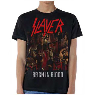 Slayer - Reign In Blood Logo Black Short Sleeve Adult T-Shirt tee Officially Licensed shirts T-Shirt 100% Cotton - Coastline Mall