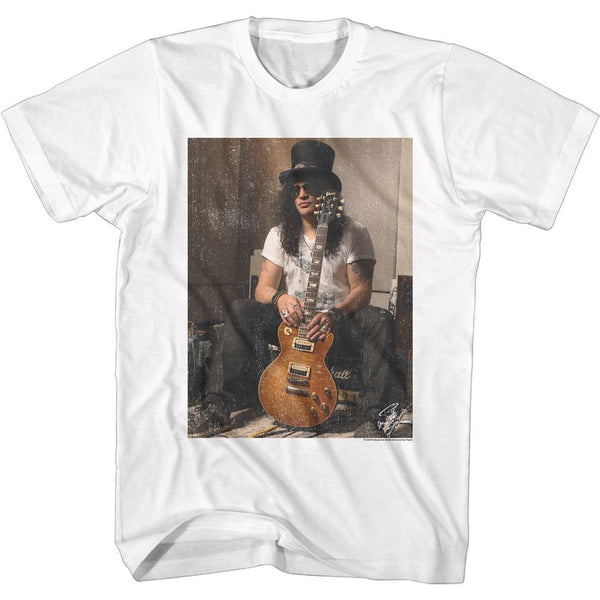 Slash-Slash On Amp-White Adult S/S Tshirt - Coastline Mall