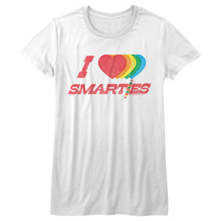 Smarties-Hearts-White Ladies S/S Tshirt - Coastline Mall