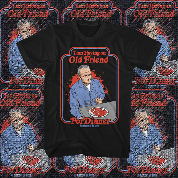 Silence Of The Lambs - Friend For Dinner Logo Black Adult Short Sleeve T-Shirt tee - Coastline Mall
