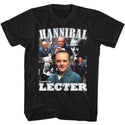 Silence Of The Lamb-Silence Hannibal Lecter Collage-Black Adult S/S Tshirt